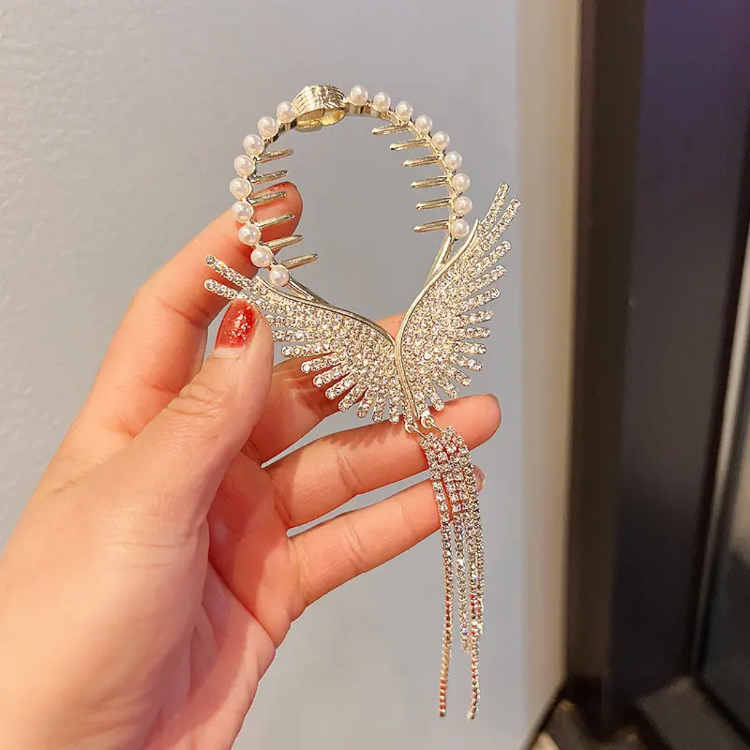 Angel Wings Pearl Hair Claw