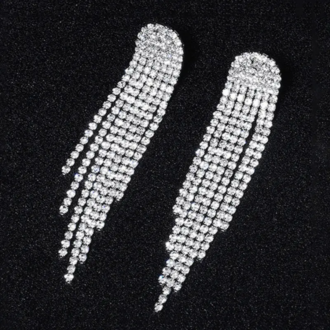 Crystal Cascade Long Chain Earrings