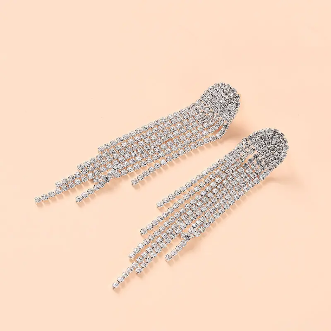 Crystal Cascade Long Chain Earrings