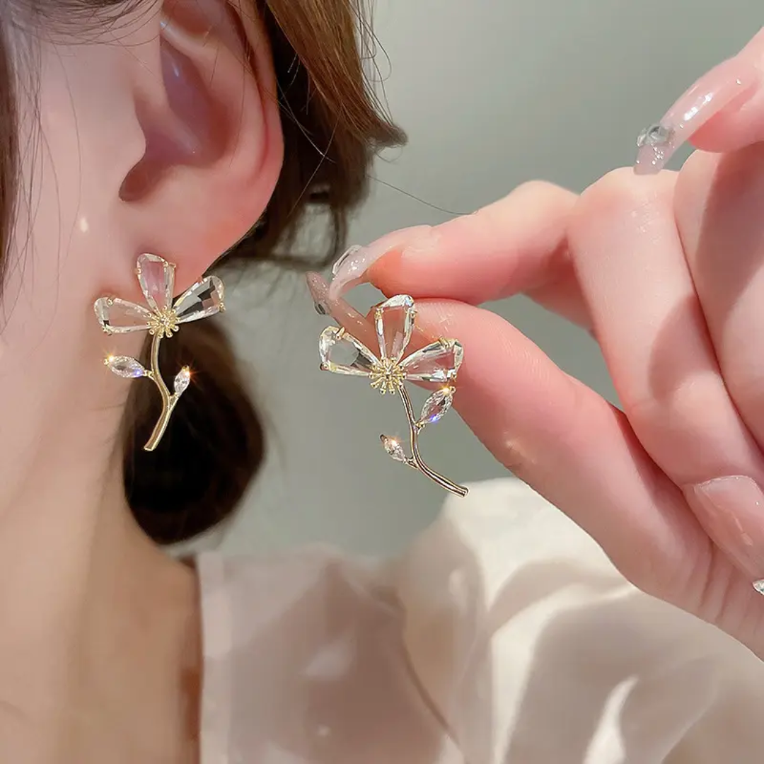 Cozy Crystal Flower Earrings