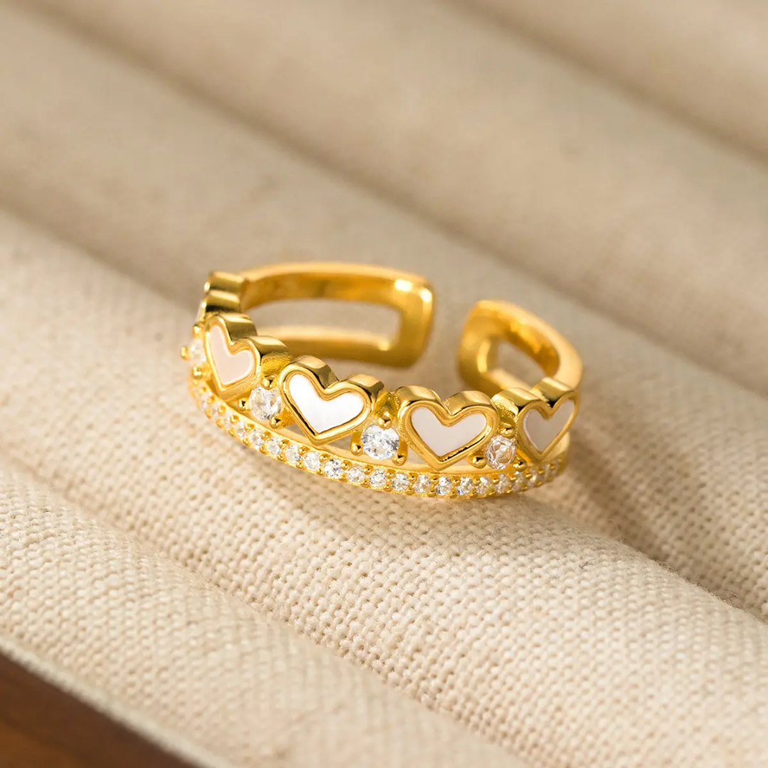 Dainty Heart Blossom Ring