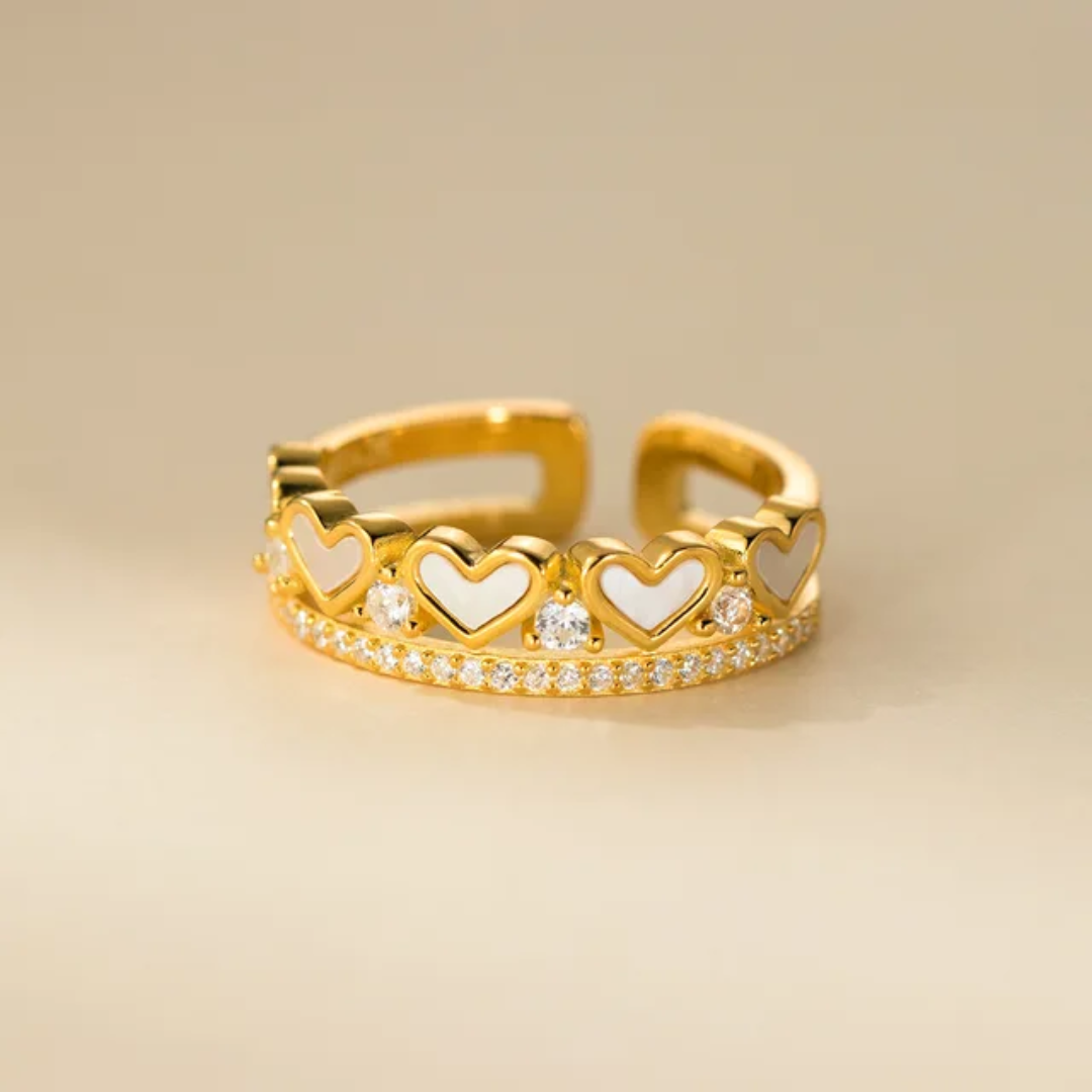 Dainty Heart Blossom Ring