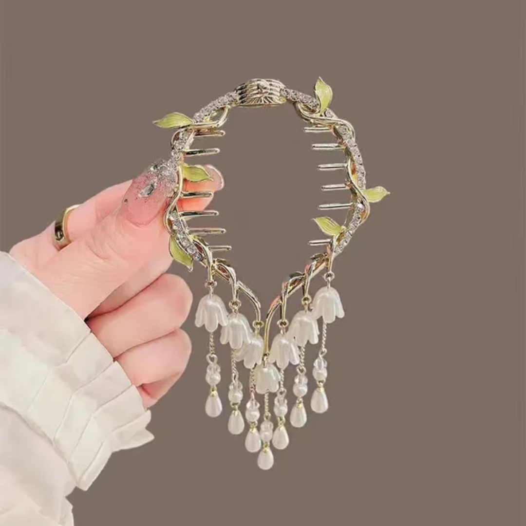 Lily of the Valley Pearl Tassel Hair Claw