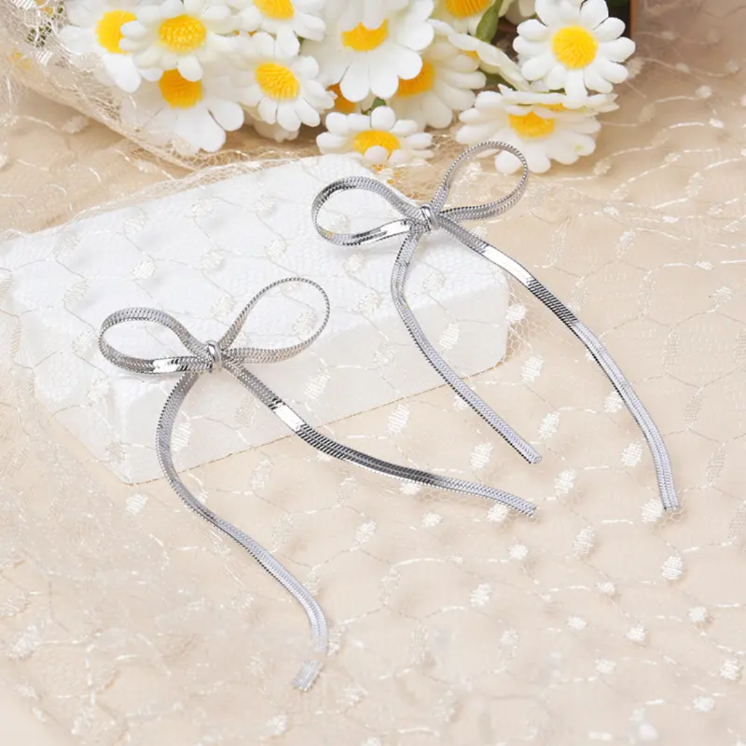 Silver Serpentine Bow Earrings