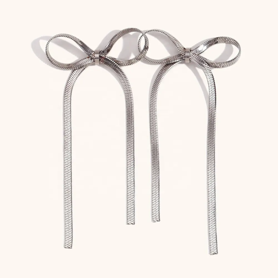 Silver Serpentine Bow Earrings