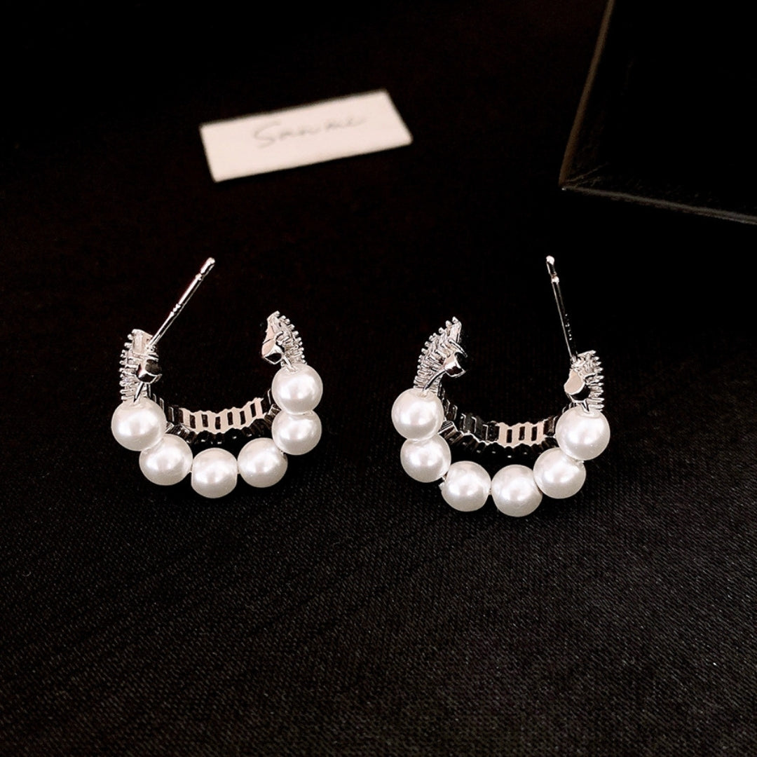 Celestial Pearl Huggies Earrings