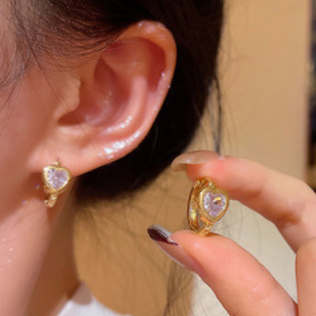 Amore Pave Heart Huggies Earrings