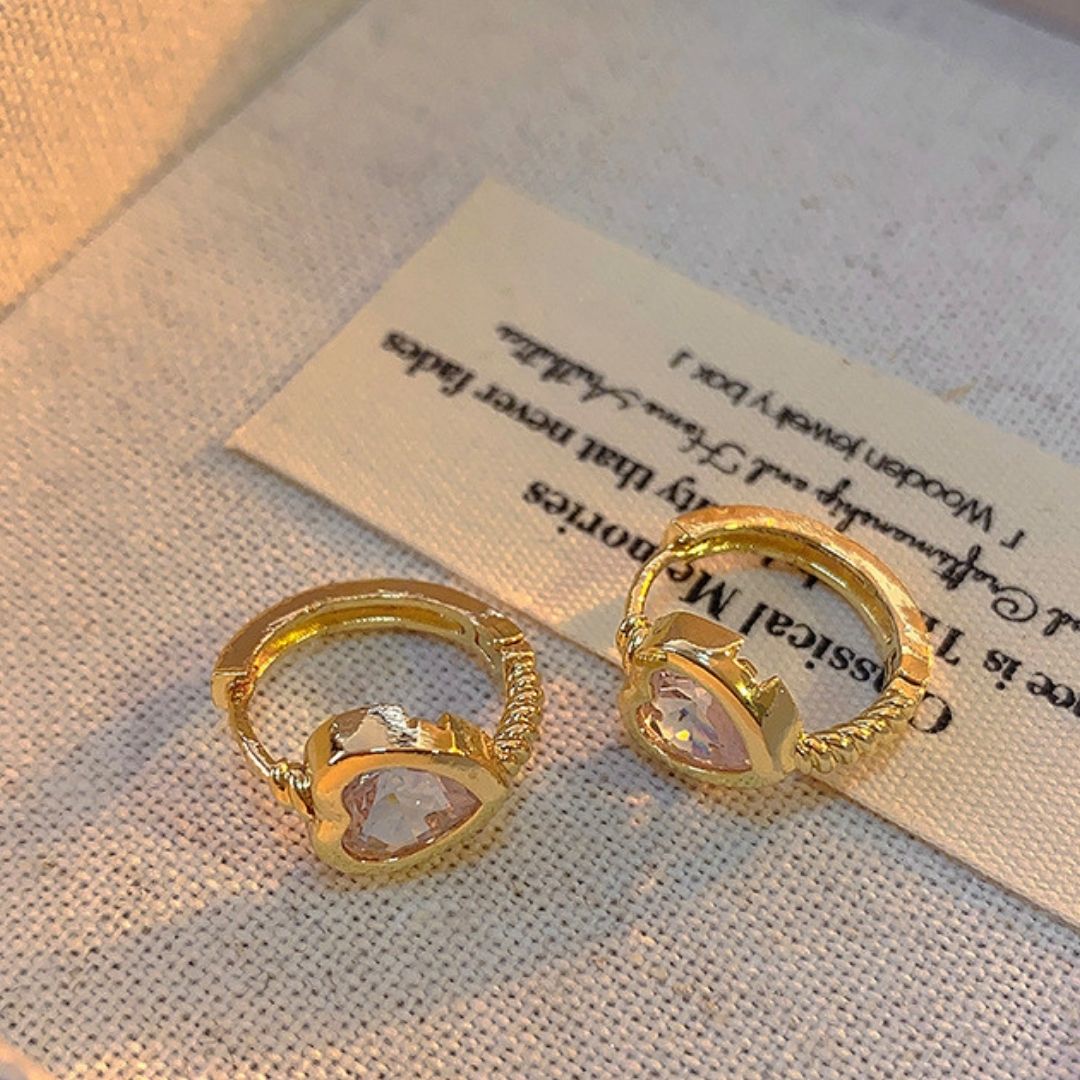 Amore Pave Heart Huggies Earrings