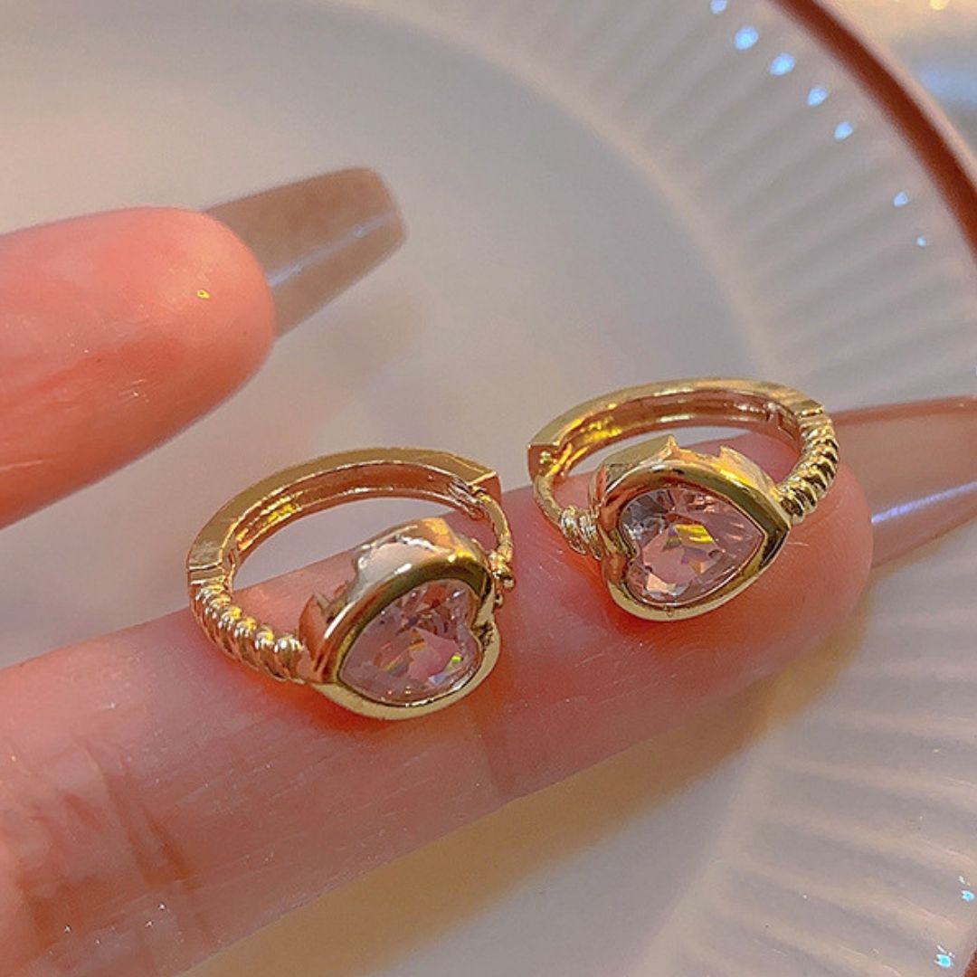 Amore Pave Heart Huggies Earrings