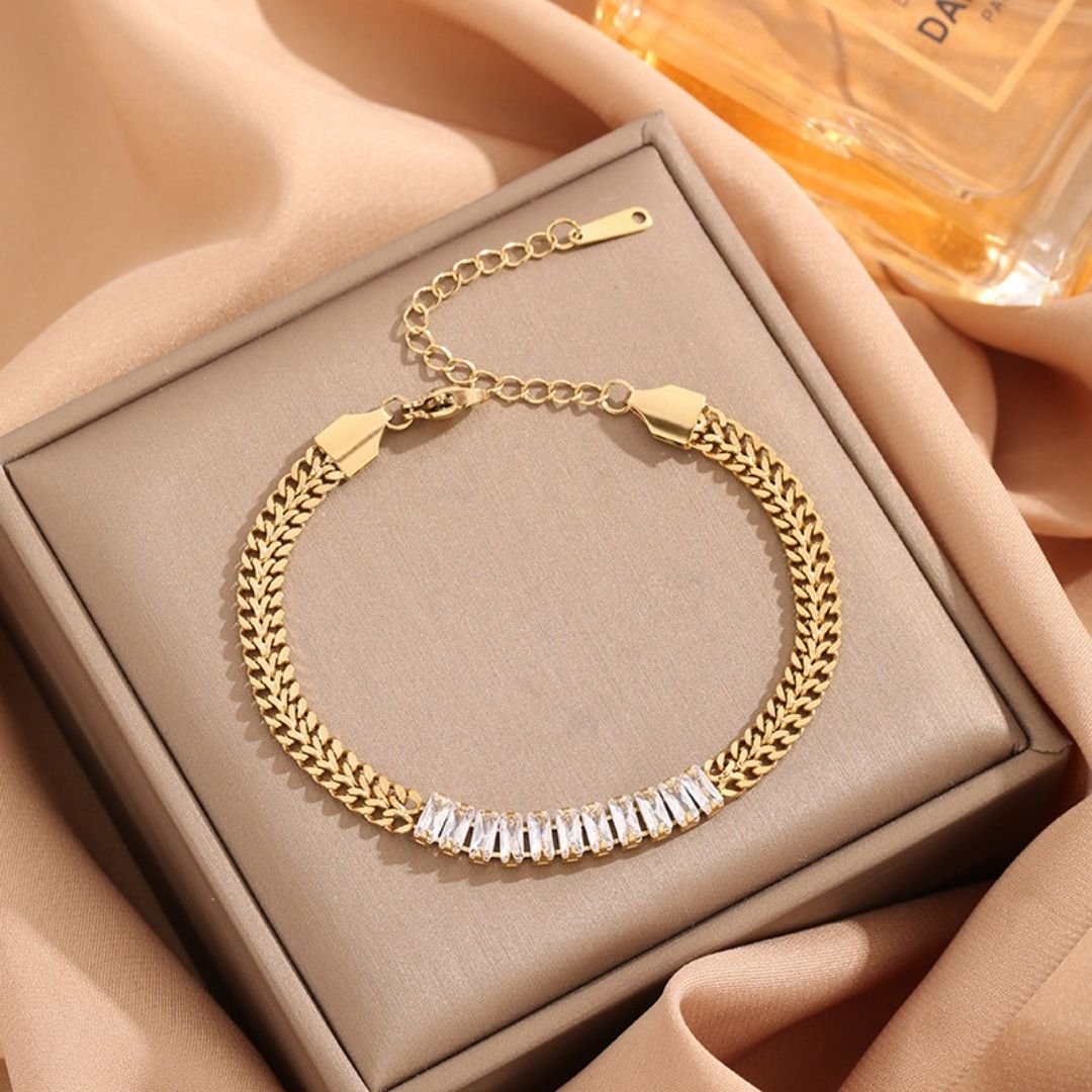 Linear Shimmer Cuban Bracelet