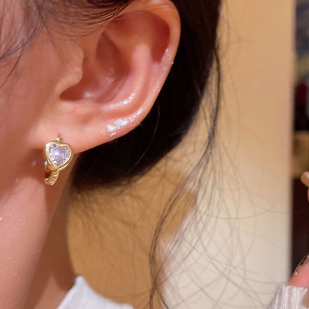Amore Pave Heart Huggies Earrings