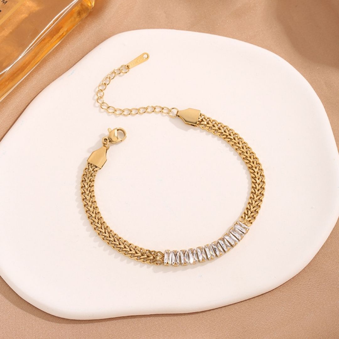 Linear Shimmer Cuban Bracelet