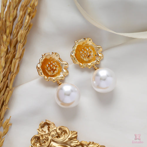 Baroque Pearl Flower Earrings