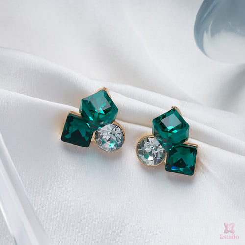 Emerald Geometric Stud Earring