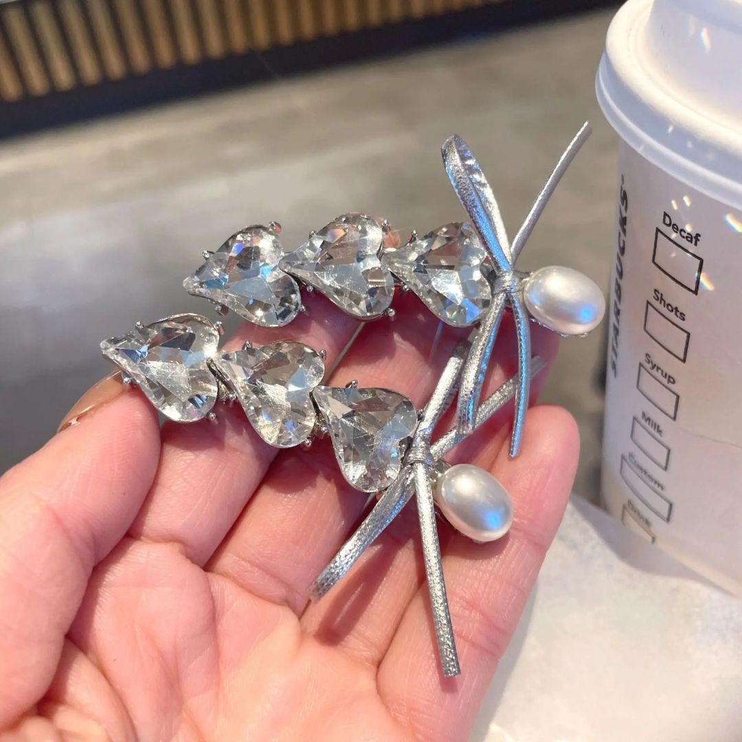 Crystal Hearts Drop Hair Clip (Pack of 2)