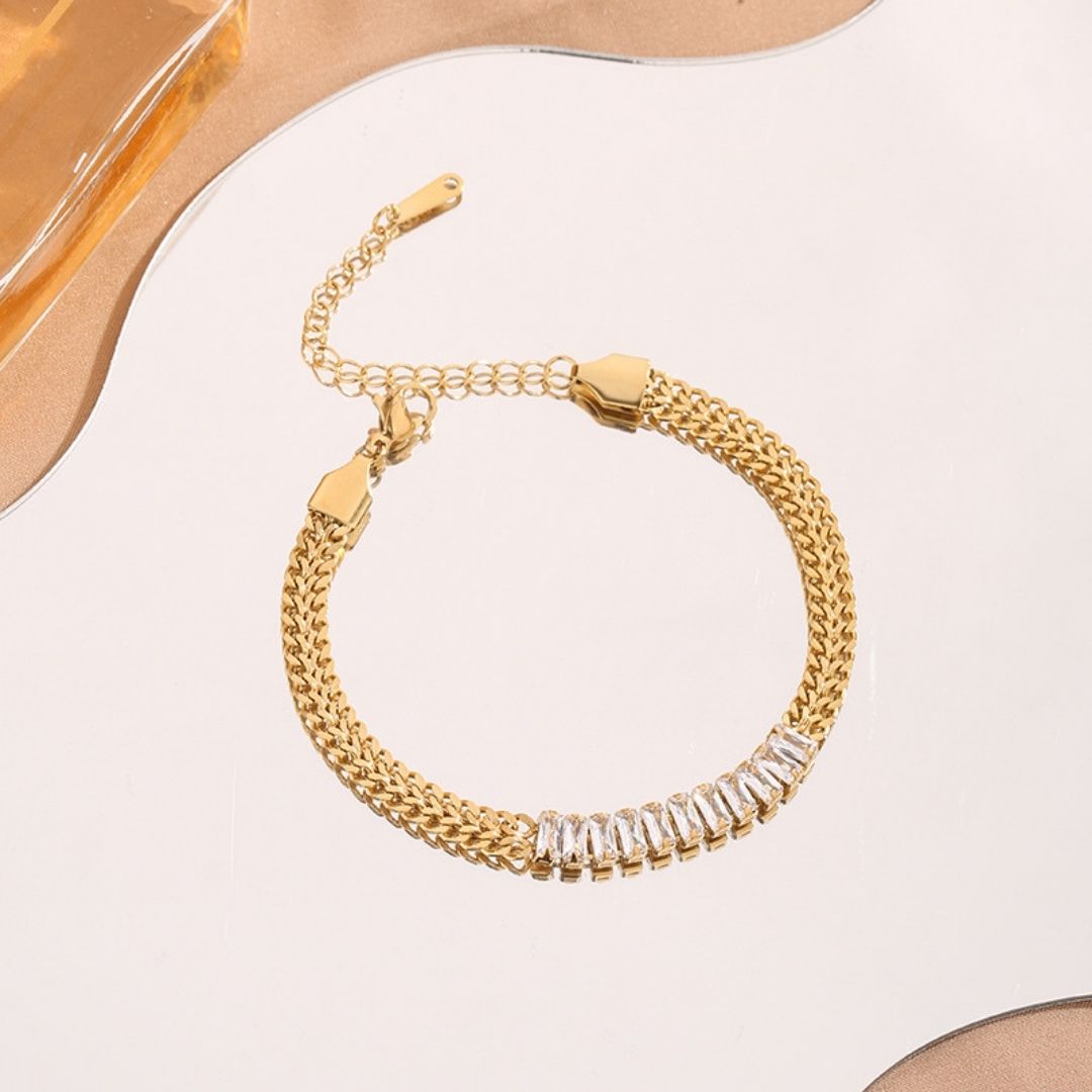 Linear Shimmer Cuban Bracelet