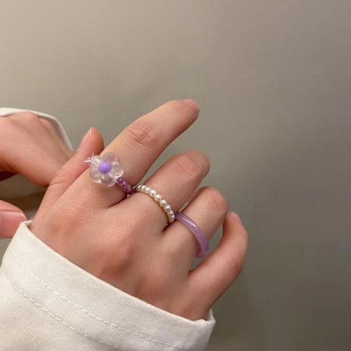 Lavender Bloom Ring Set