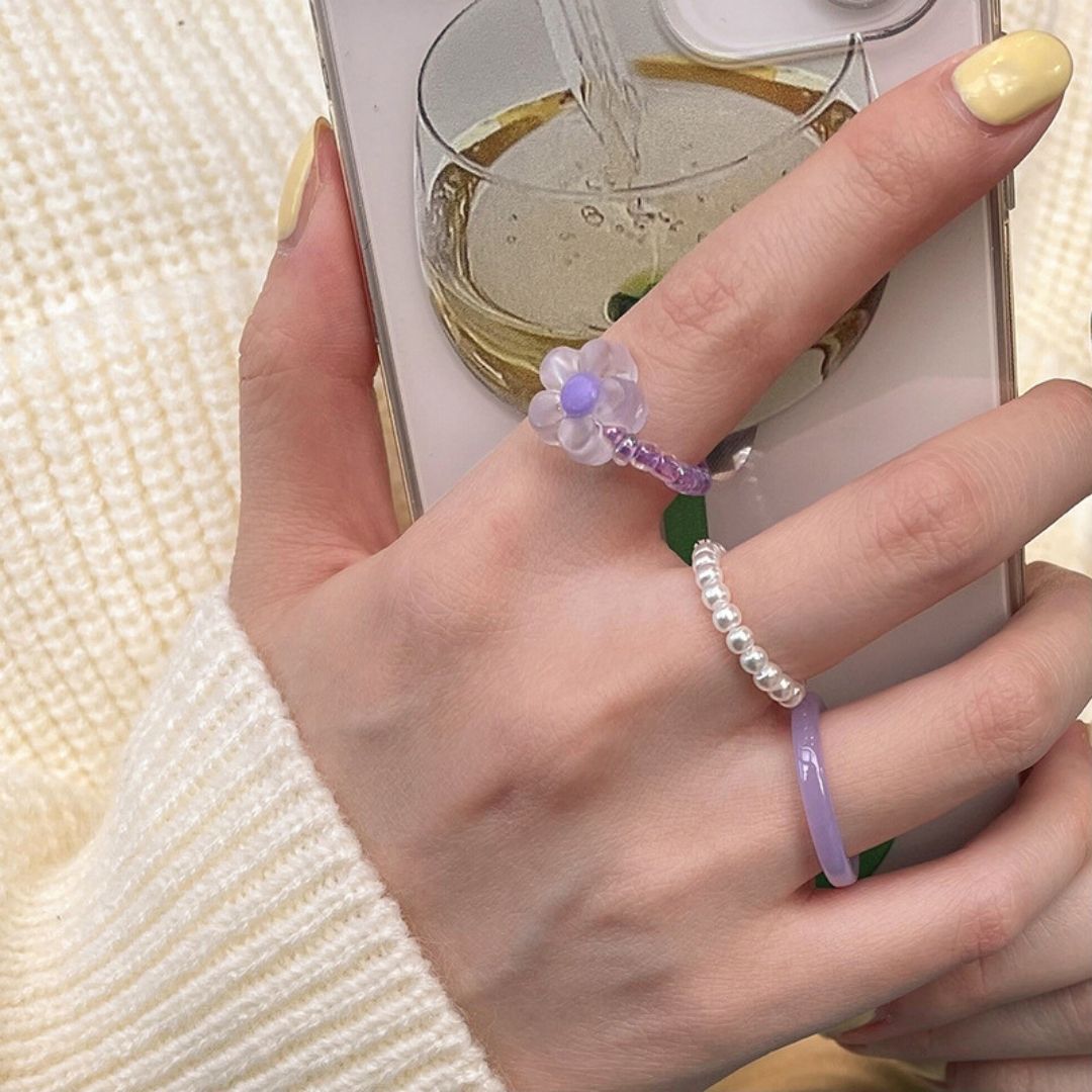 Lavender Bloom Ring Set