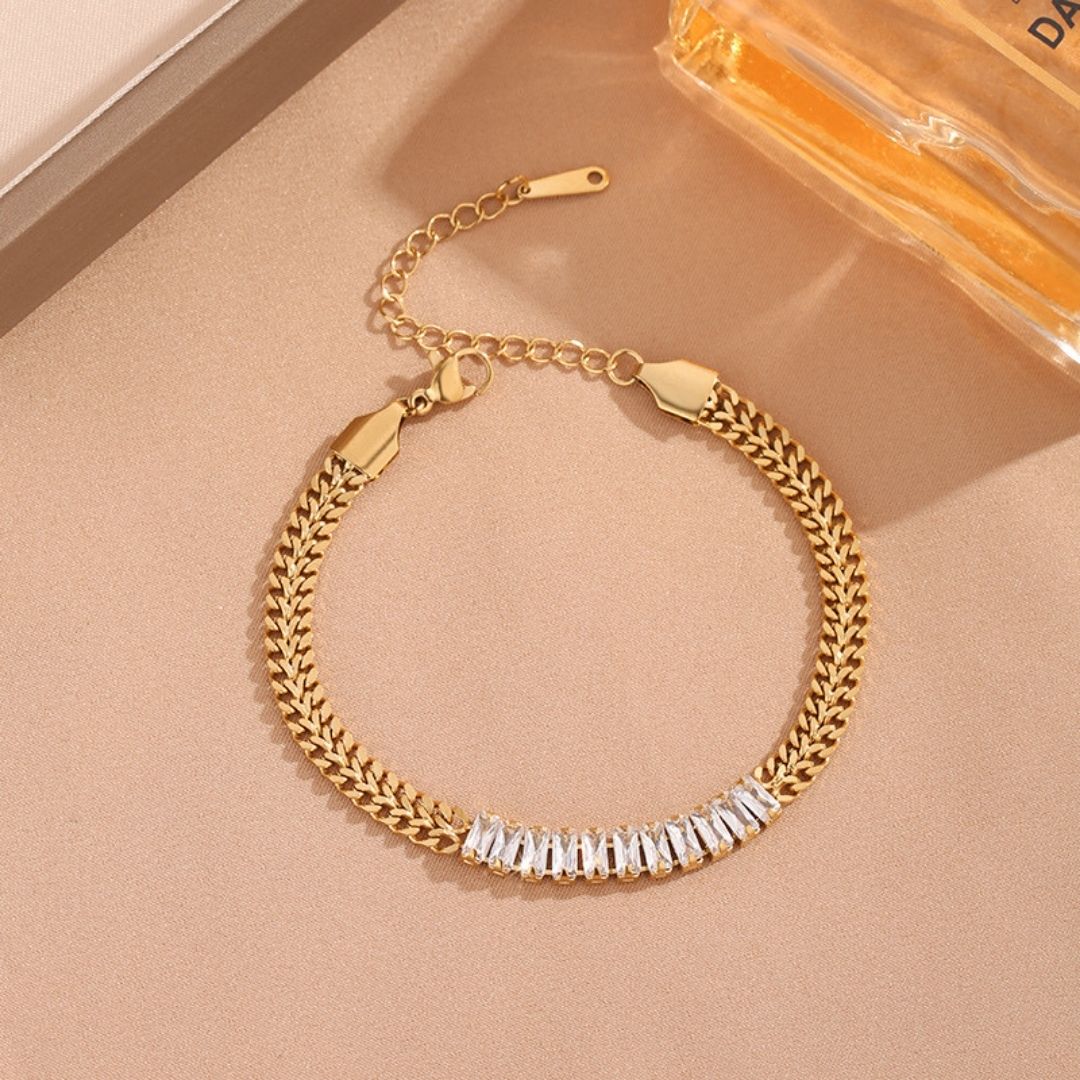 Linear Shimmer Cuban Bracelet