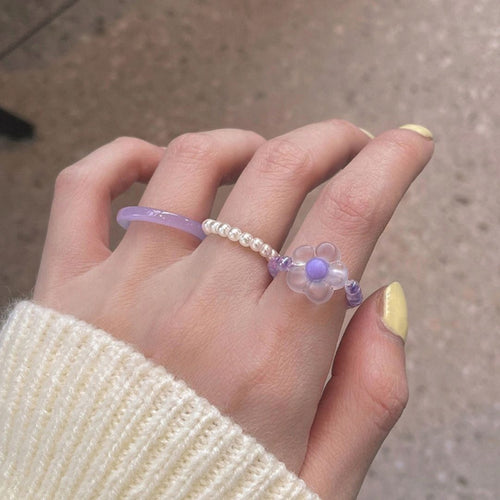 Lavender Bloom Ring Set