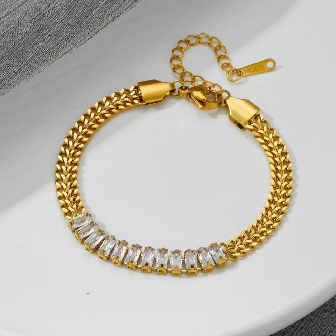 Linear Shimmer Cuban Bracelet