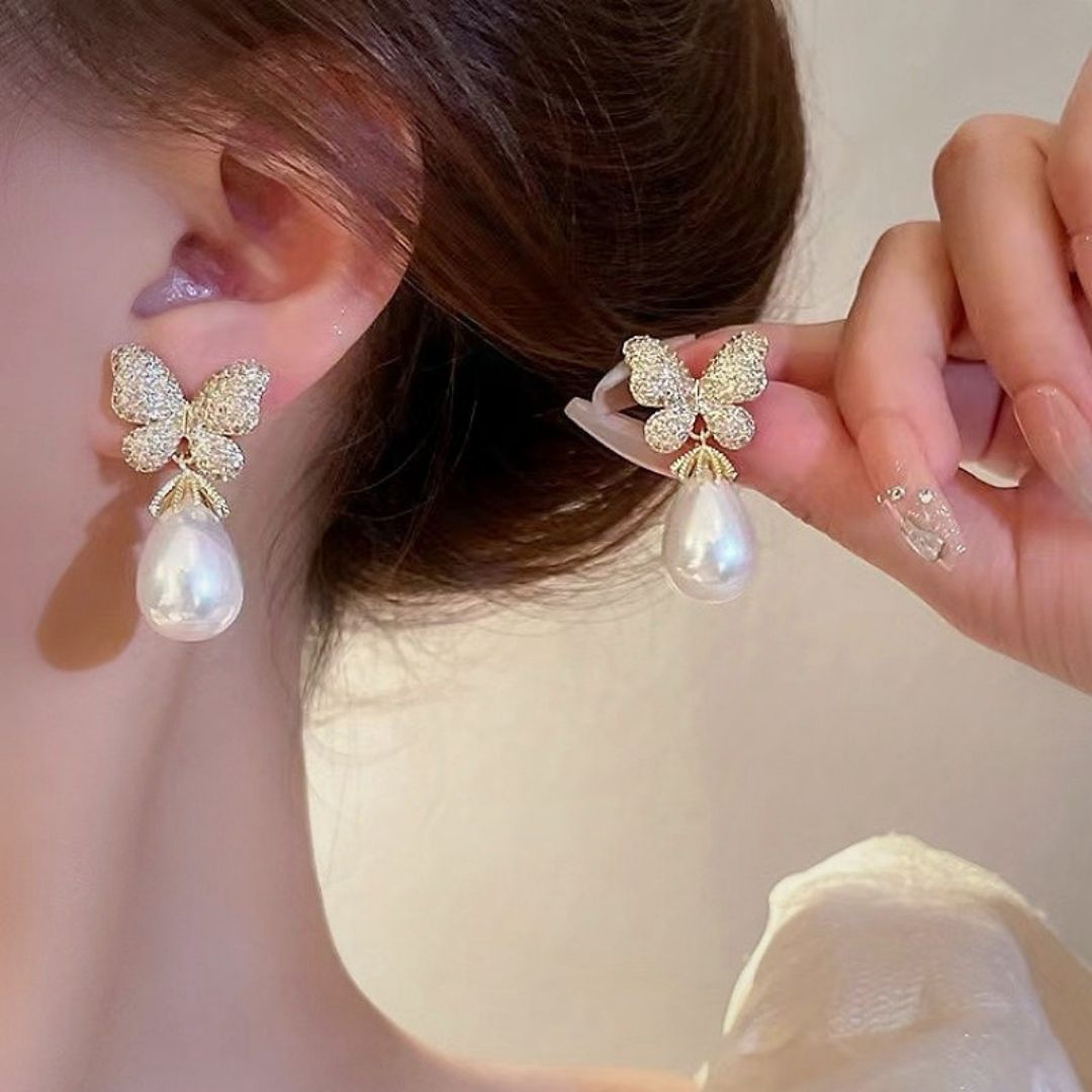 Majestic Pearl Flutter Drop Earrings
