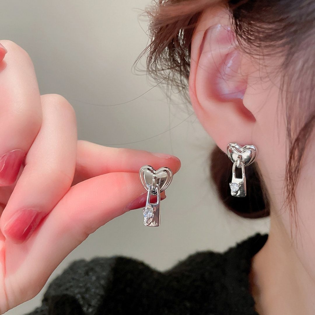 Locked-In Hearts Drop Earrings