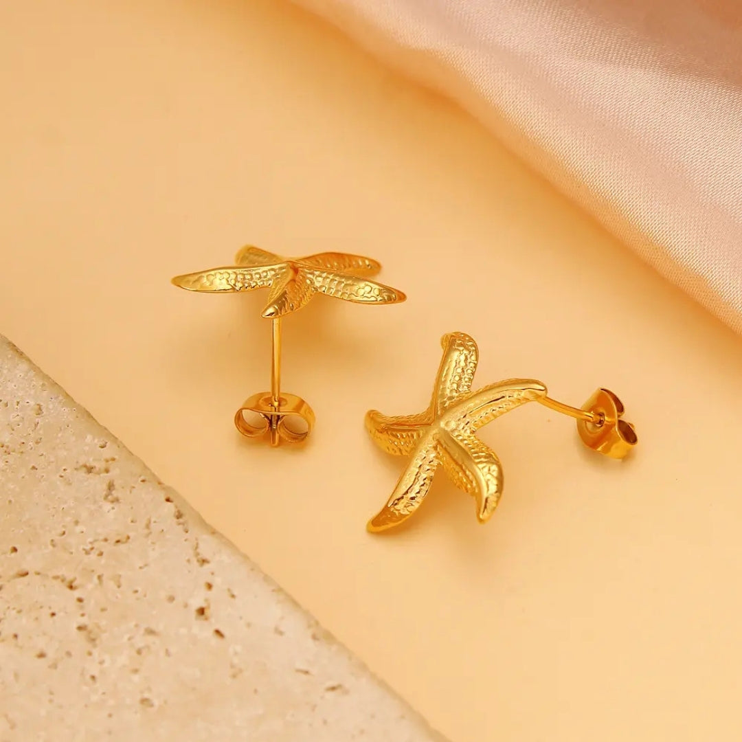 Golden Star Fish Earrings