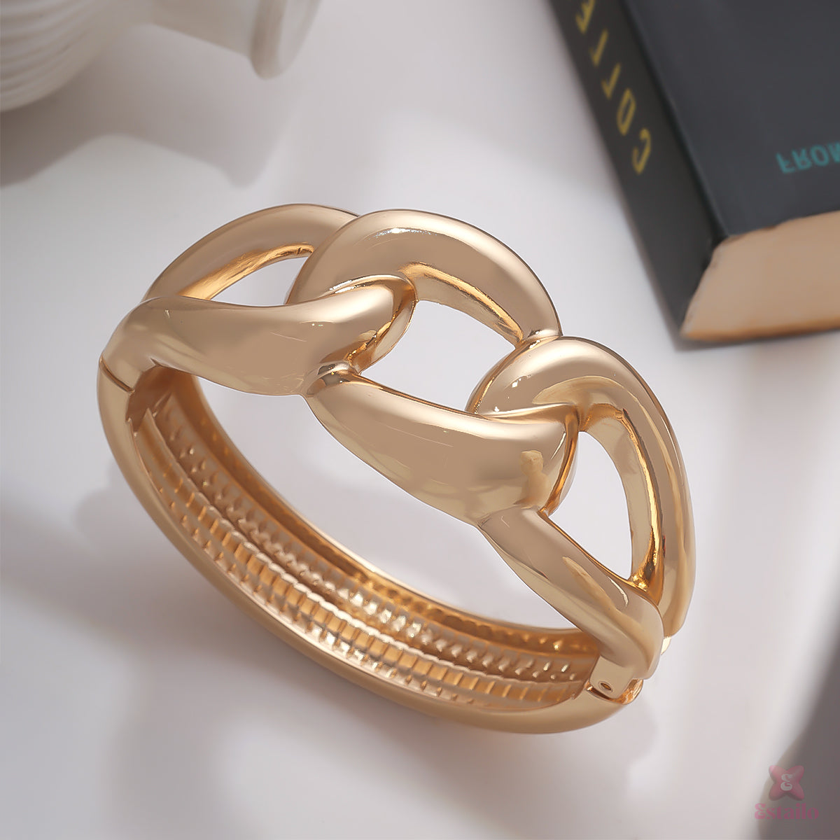 Gilded Linked Cuff Bracelet