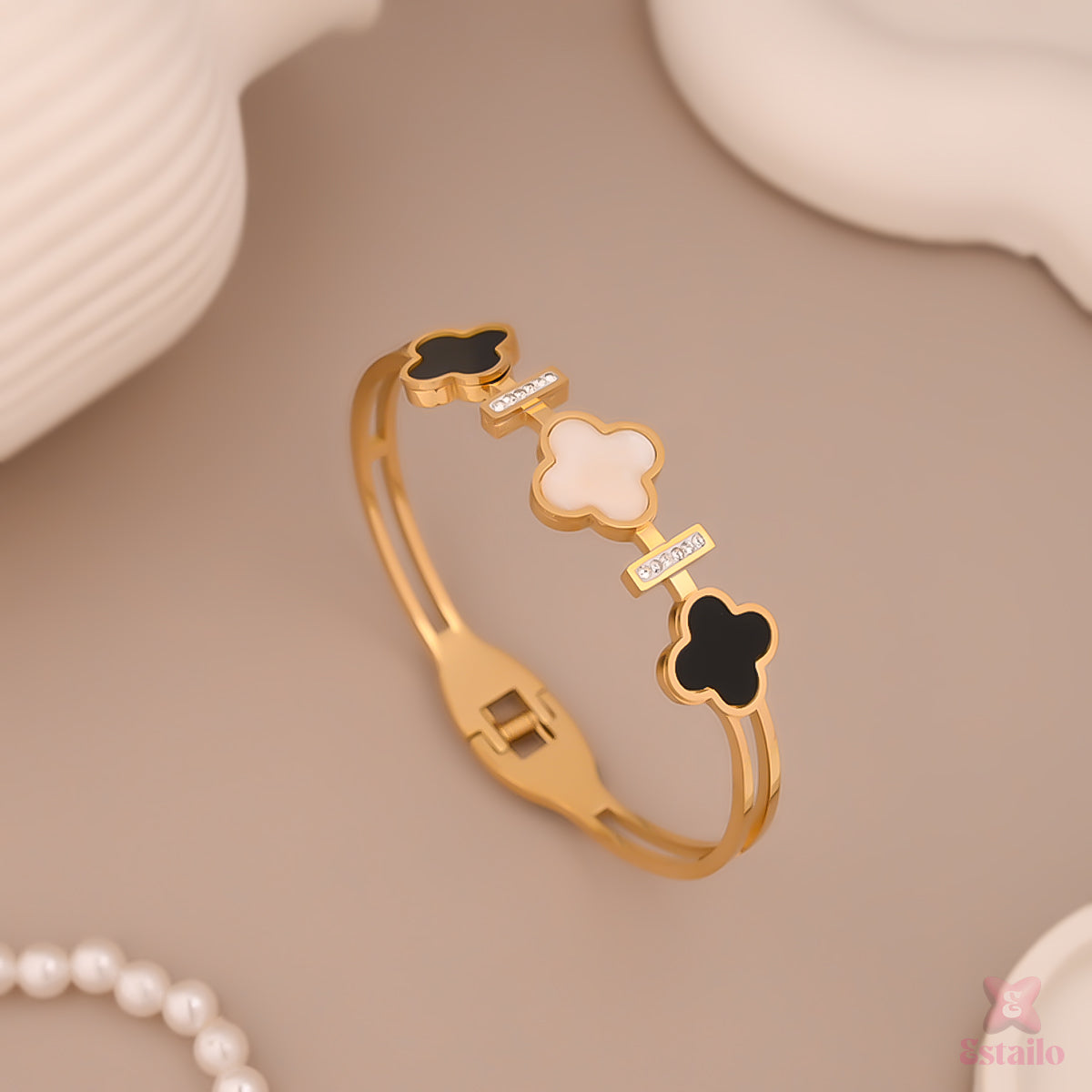 Golden Clover Statement Bracelet