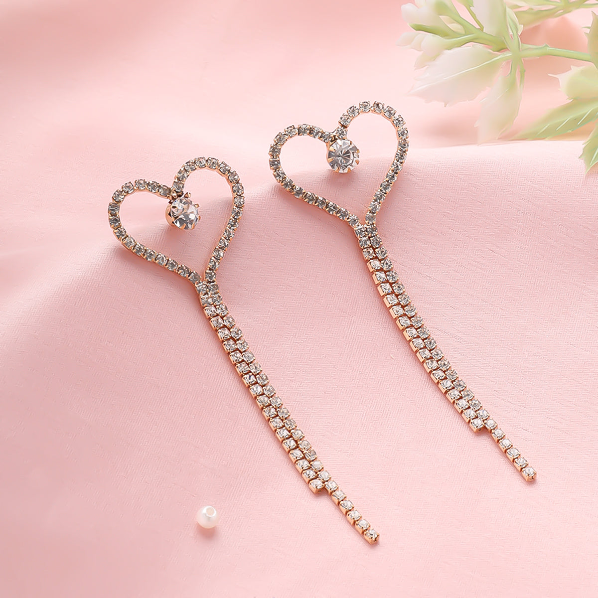 Golden Heart Long Chain Earrings