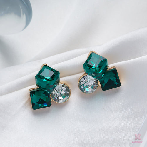 Emerald Geometric Stud Earring