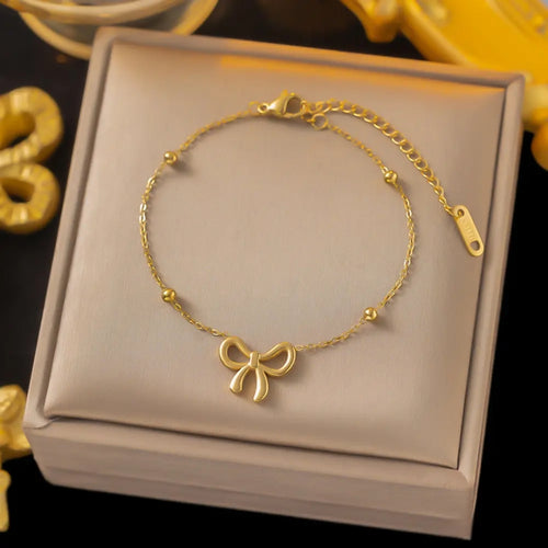 Golden Bow Charm Bracelet