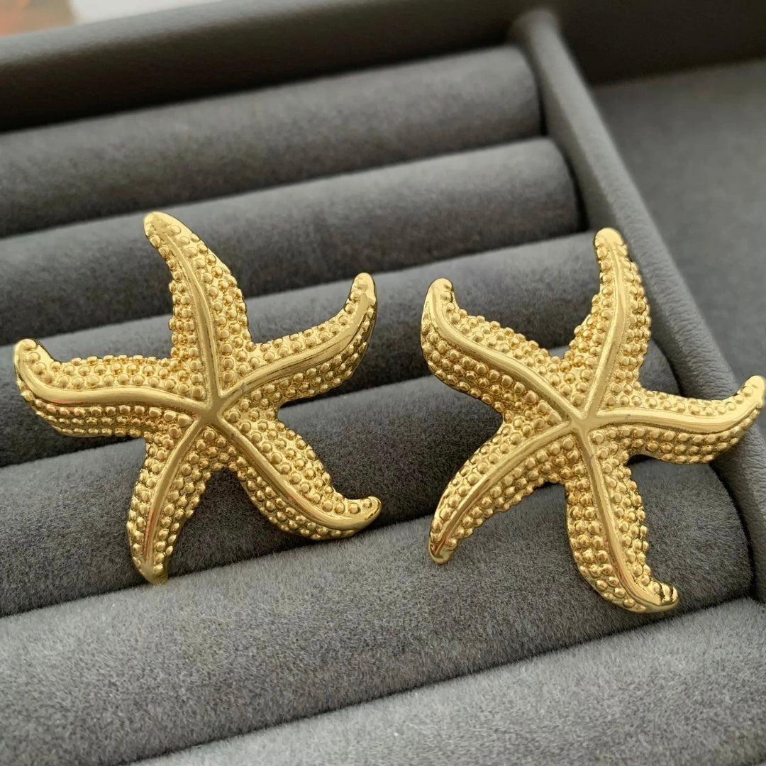 Golden Star Fish Earrings