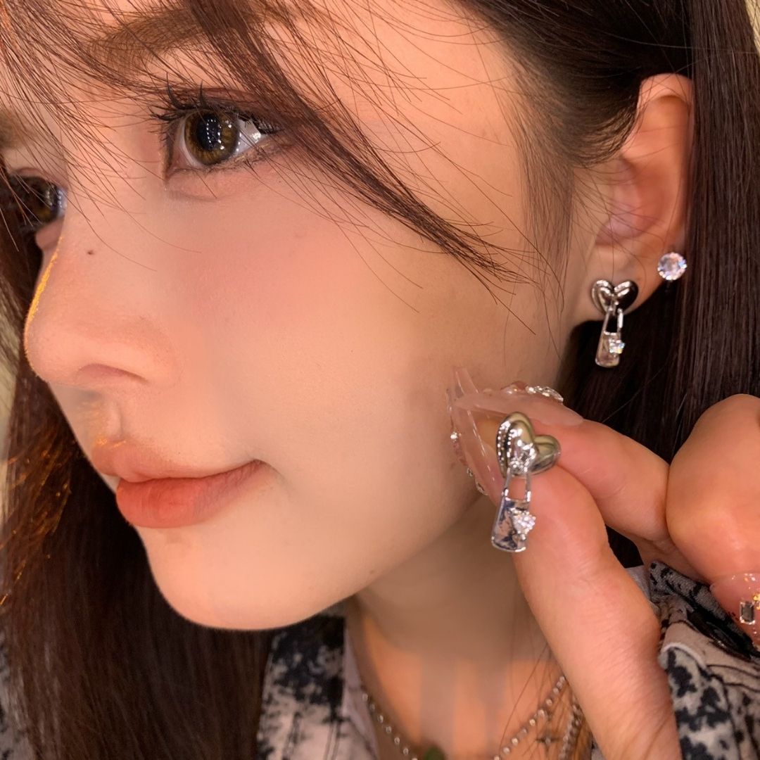 Locked-In Hearts Drop Earrings