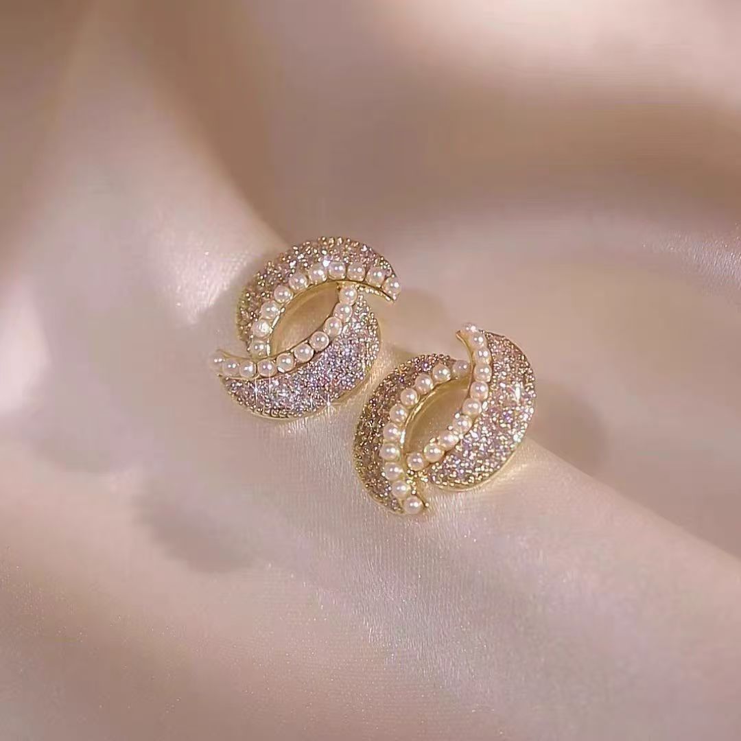 Gold Sparkle Studs Earrings