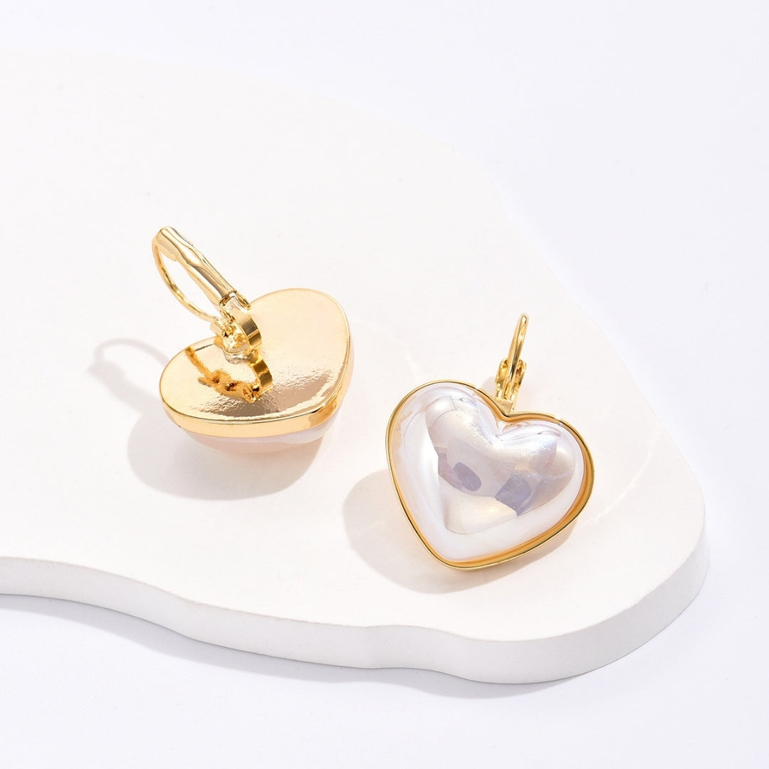 Pearl Heart Charms Earrings