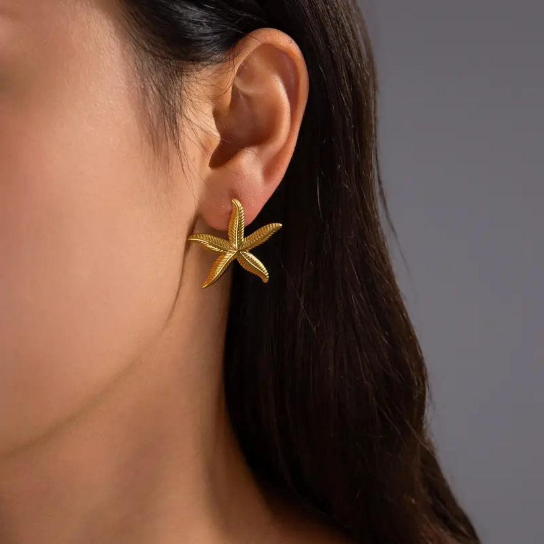 Golden Star Fish Earrings