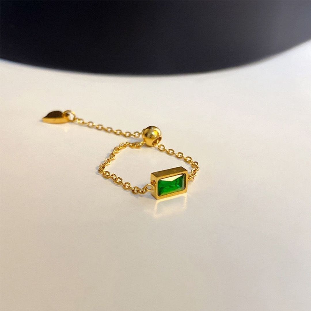 Emerald Chain Ring
