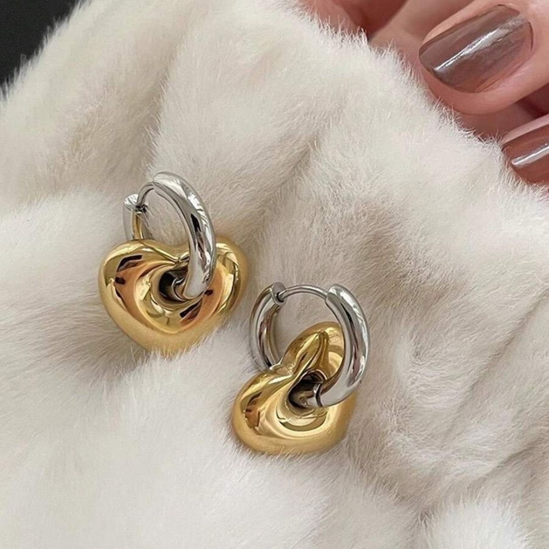 Dual-Tone Amore Huggies Earrings