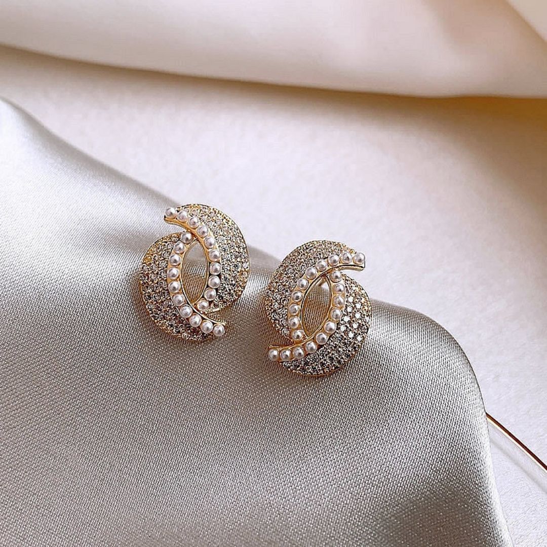 Gold Sparkle Studs Earrings