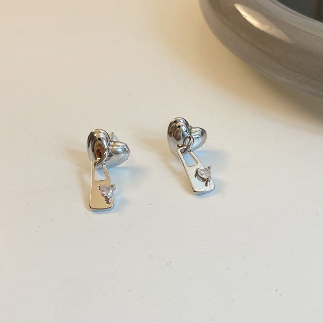 Locked-In Hearts Drop Earrings
