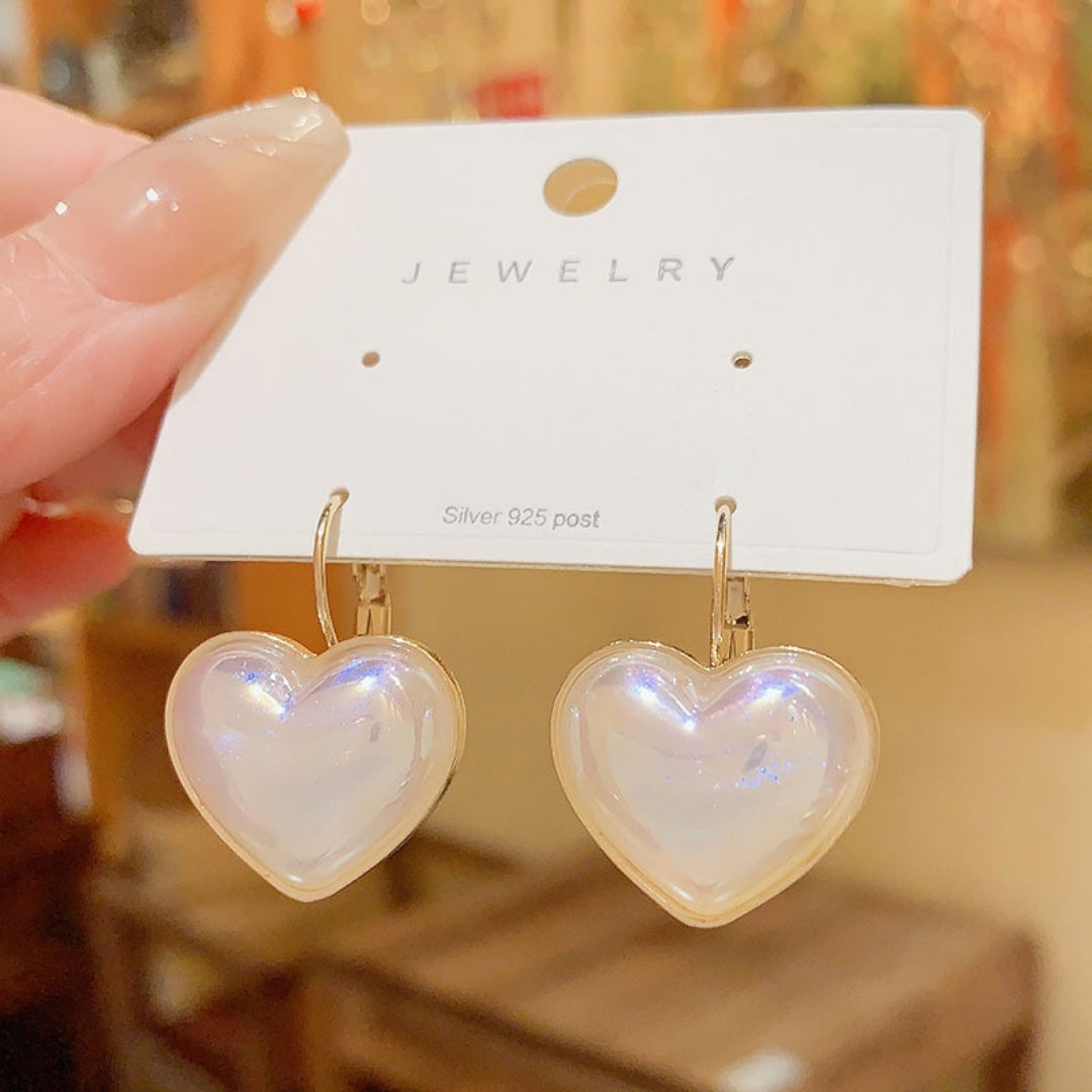 Pearl Heart Charms Earrings