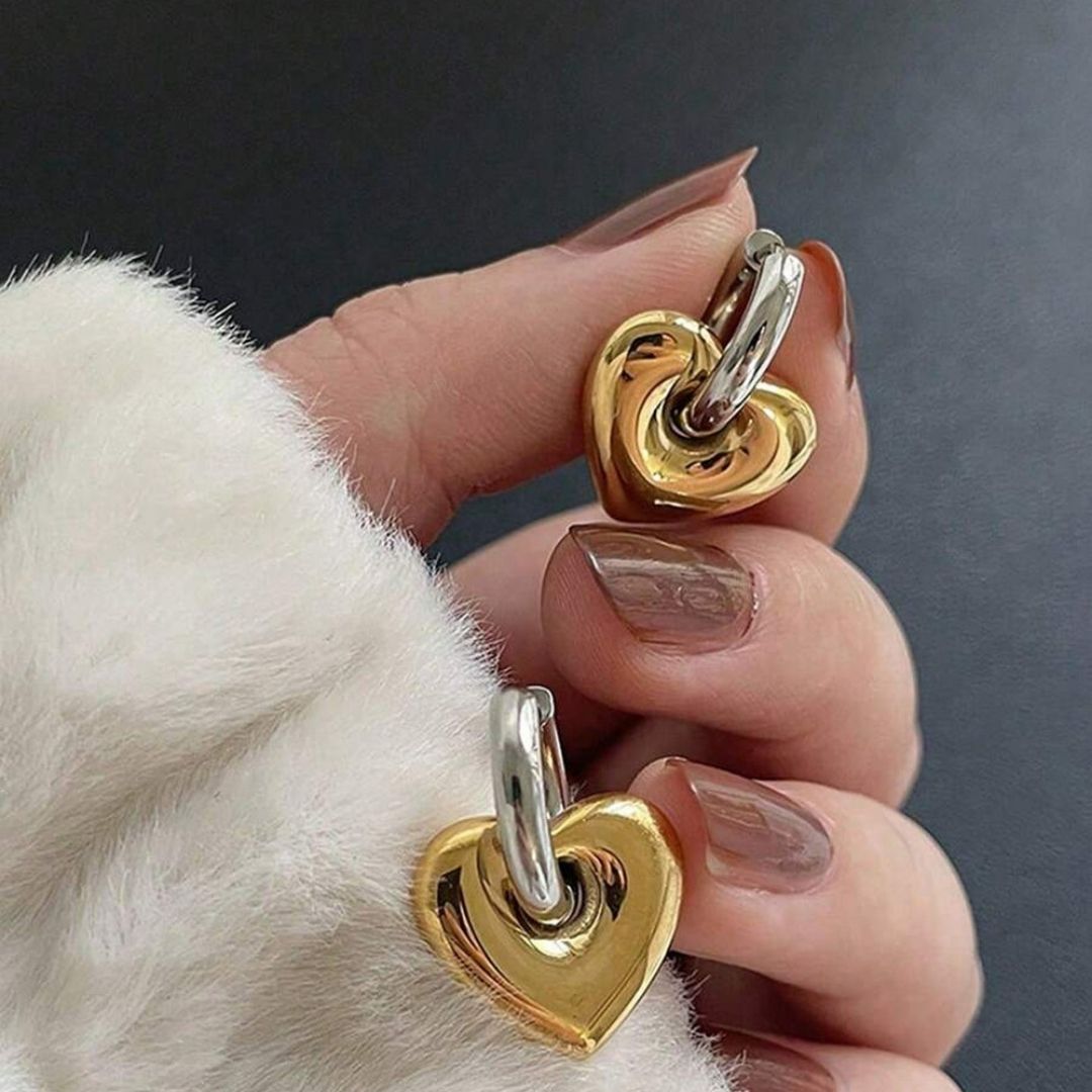 Dual-Tone Amore Huggies Earrings
