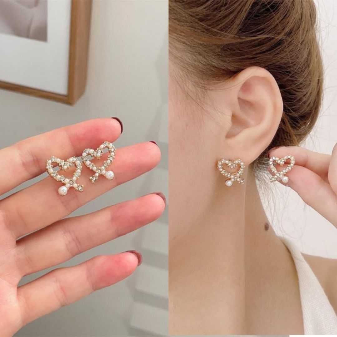 K-Style Bling Hearts Earrings