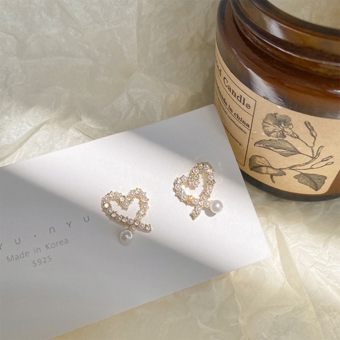 K-Style Bling Hearts Earrings