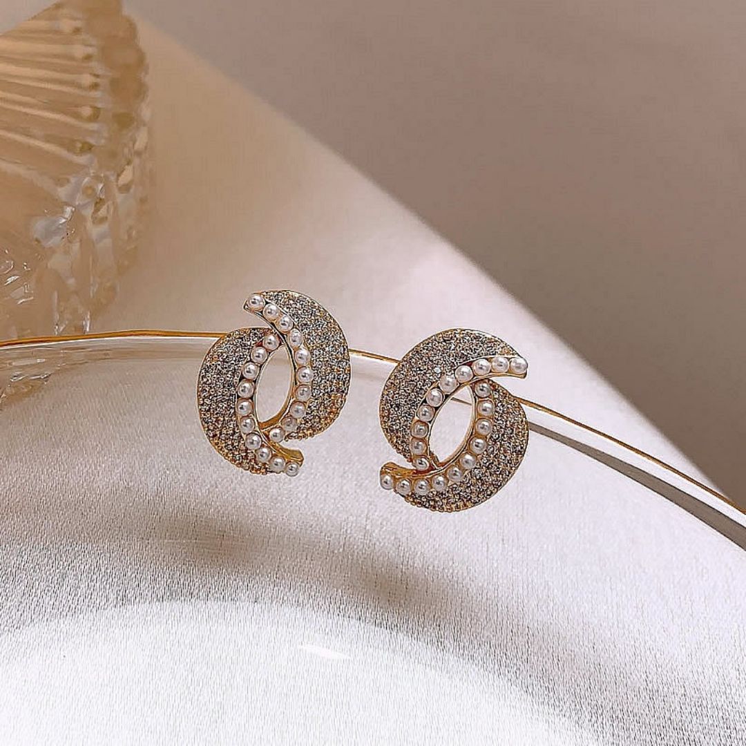 Gold Sparkle Studs Earrings