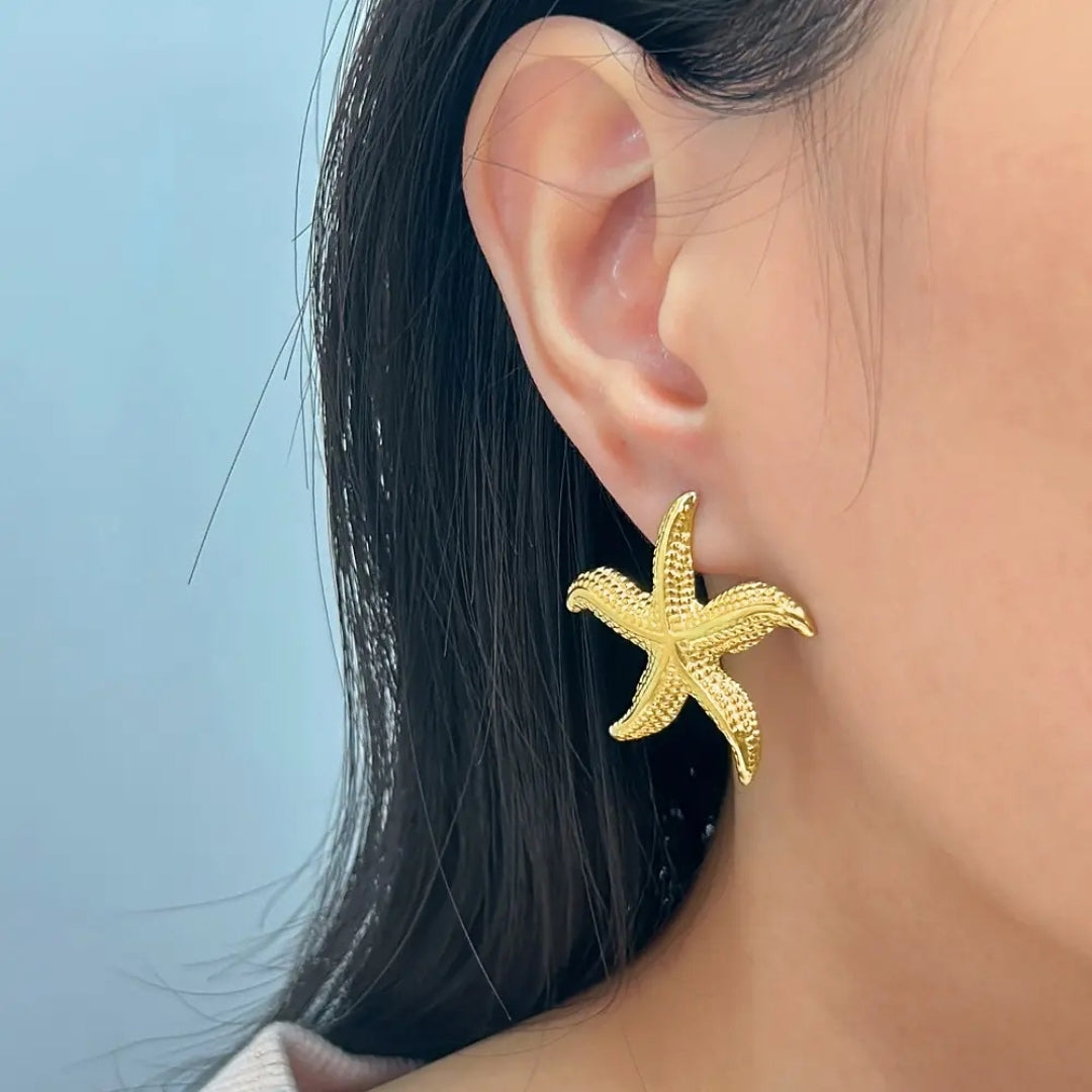 Golden Star Fish Earrings