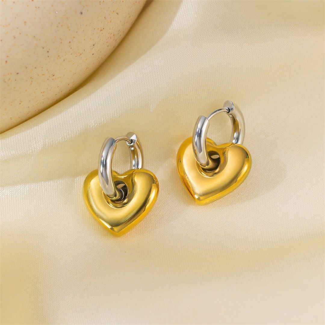 Dual-Tone Amore Huggies Earrings