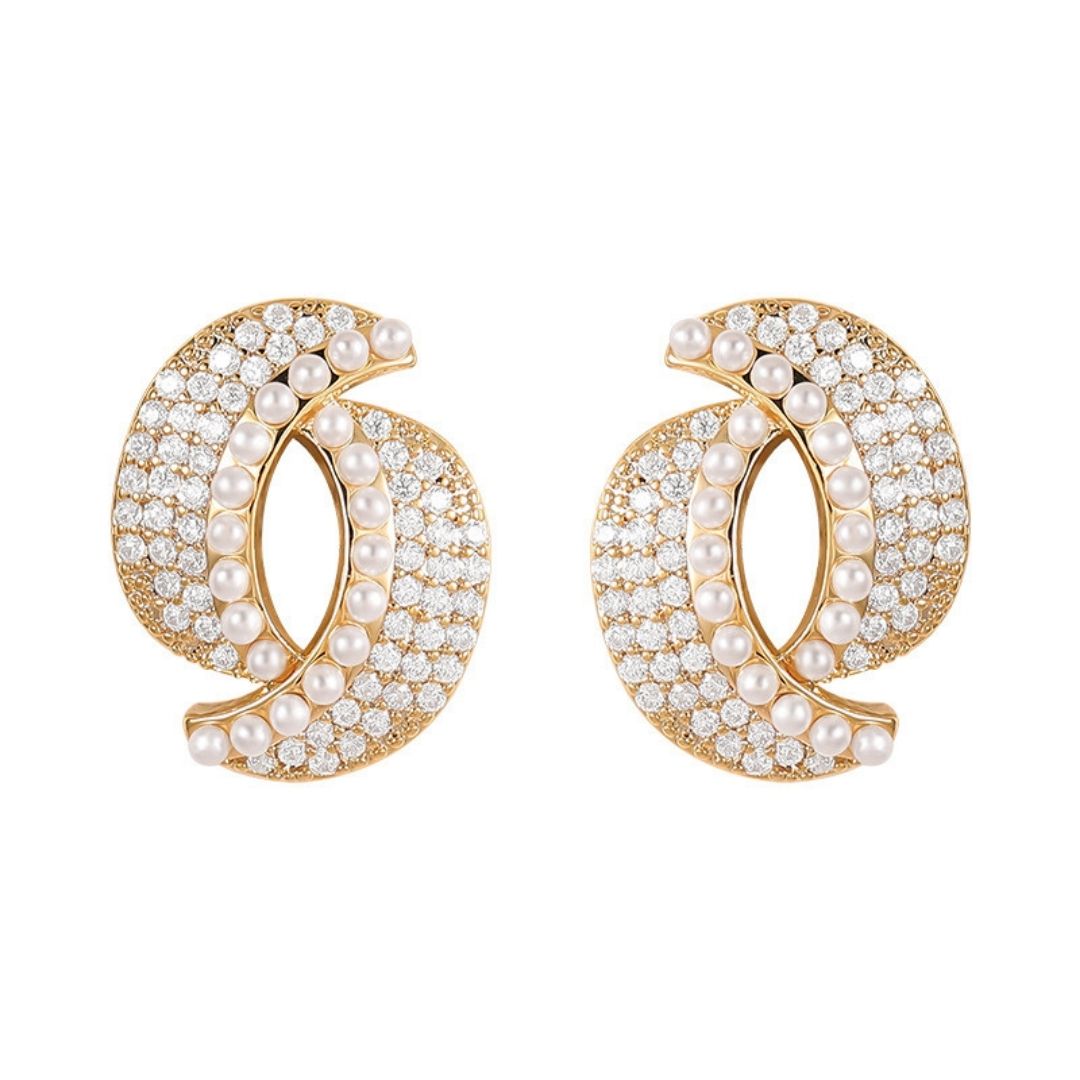 Gold Sparkle Studs Earrings